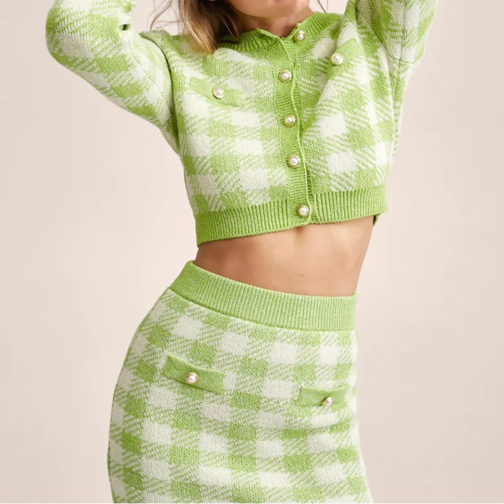 Mango Check Knitted Miniskirt